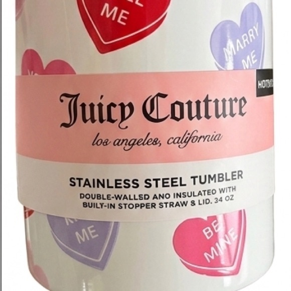 Juicy Couture 24 oz Heart Patterned Tumbler with Straw - Picture 3 of 3